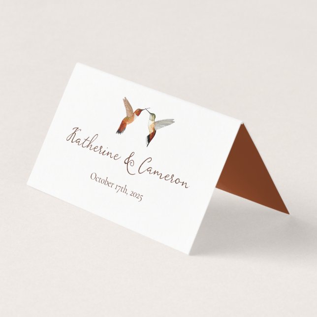 Hummingbirds Wedding Place Cards (Back)