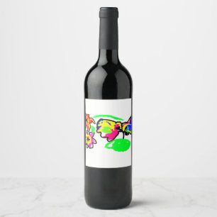 Hummingbirds Wedding Wine Label