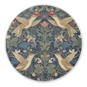 Hummingbirds William Morris style Hummingbird Ceramic Knob