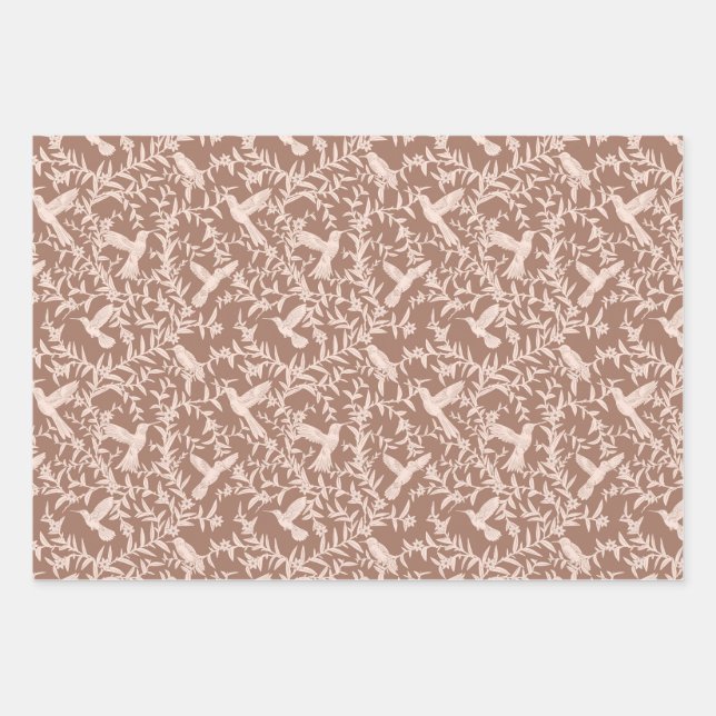 Hummingbirds Wrapping Paper Flat Sheet Set of 3 (Front)
