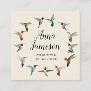 Hummingbirds Wreath Square Business Card