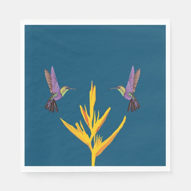 Hummingbirds Yellow Flower Napkin (Front)