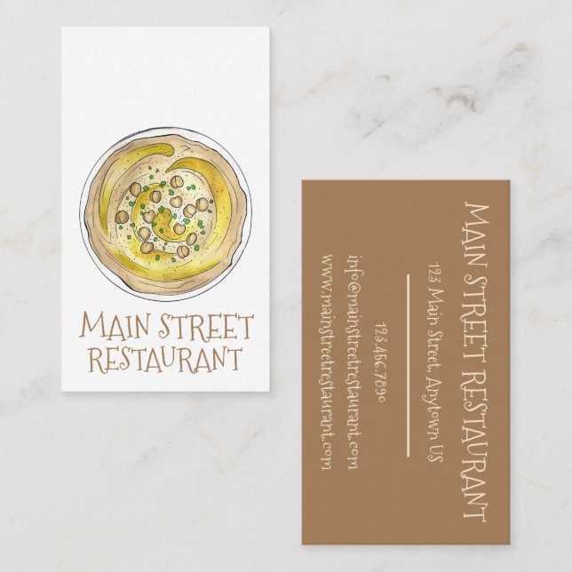 Hummus Houmous Chickpeas Mediterranean Food Café Business Card (Front/Back)
