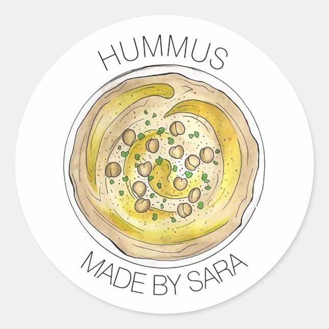 Hummus Houmous Dip Homemade From the Kitchen Of Classic Round Sticker (Front)