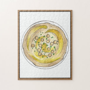 Hummus Houmous Mediterranean Middle Eastern Food Jigsaw Puzzle