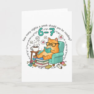 Humor Cat How Many Nights Reading Teacher Funny Ca Card