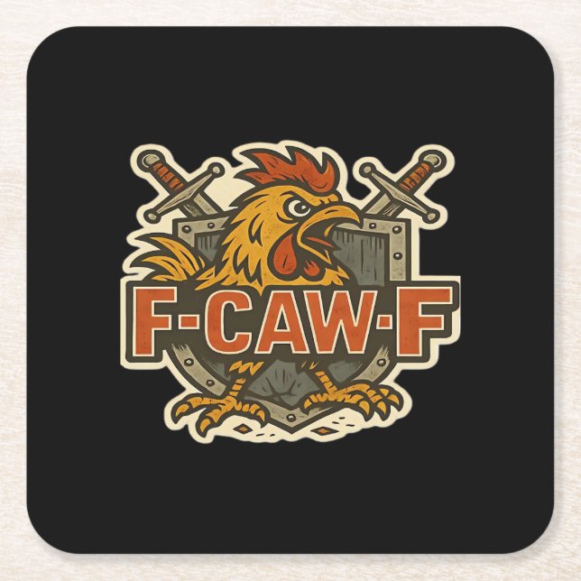Humor Crow Funny Gothic F-Caw-F Square Paper Coaster (Front)
