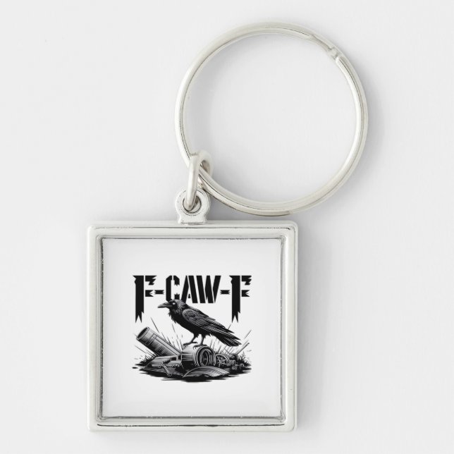 Humor Funny F Caw F Gothic Crow Aesthetic Key Ring (Front)