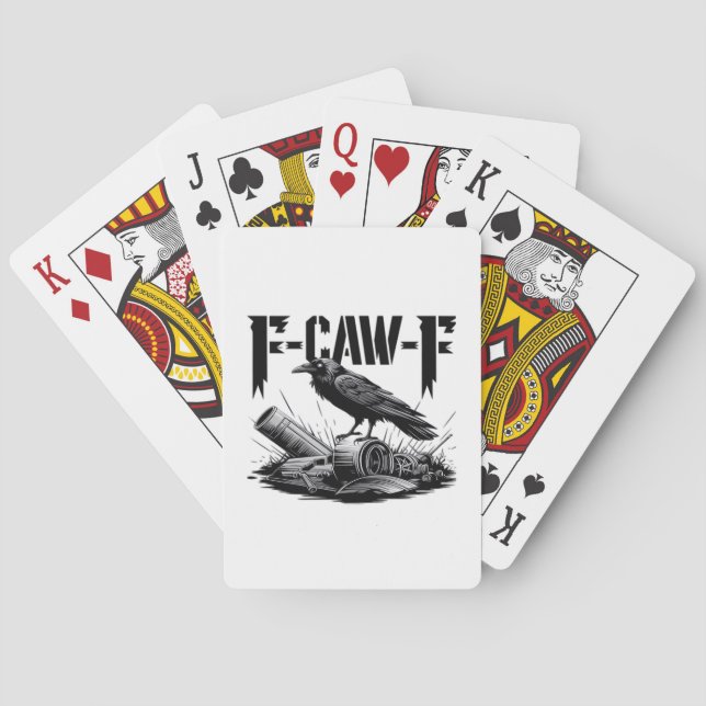 Humor Funny F-Caw-F Gothic Crow Essential Aestheti Playing Cards (Back)