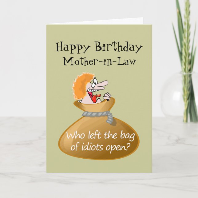 Humor Idiot Free Birthday for your Mother-in-Law Card (Front)