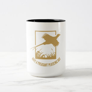 Humor Vintage Gold Pheasant Hunting Two-Tone Coffee Mug