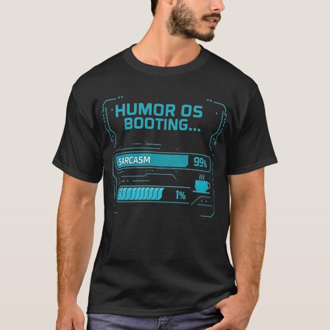 HumorOS Booting "System Loading" Glitch Tech Humou T-Shirt (Front)