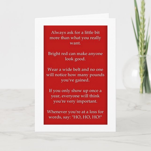 HUMOROUS ADVICE TO FRIENDS AT CHRISTMAS HOLIDAY CARD (Front)