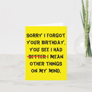 humorous belated birthday card