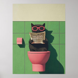 Humorous Cat Decor for Toilet & Washroom