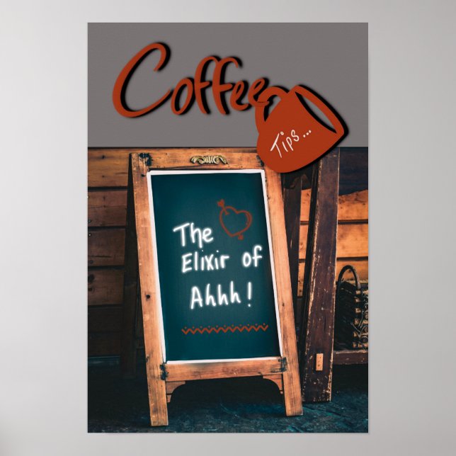 Humorous chalkboard quote red coffee mug kitchen poster (Front)