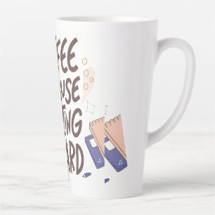 Humorous Coffee and Adulting Text Graphic Latte Mug