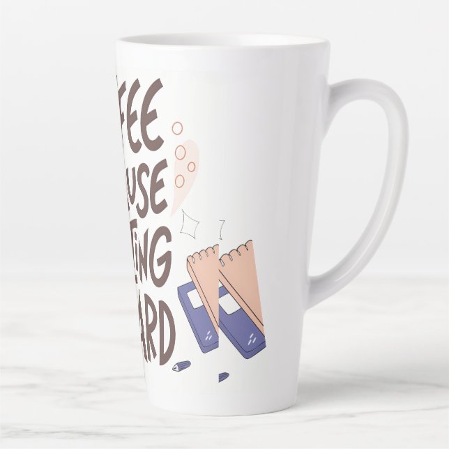 Humorous Coffee and Adulting Text Graphic Latte Mug (Right)
