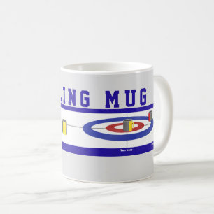 Humorous Curling Mug Blue Text