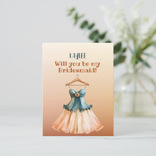 Humorous Dress Will You Be My Bridesmaid Invitation Postcard