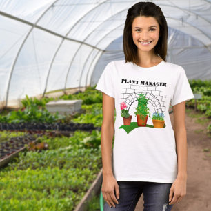 Humorous Floral Art Plant Manager Front Side T-Shirt