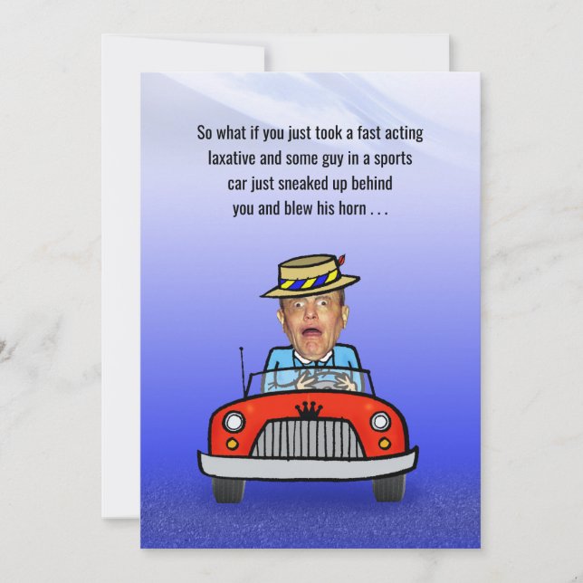 Humorous Get Well laxative joke Card (Front)