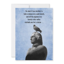 Humorous Get Well statue and pigeons joke