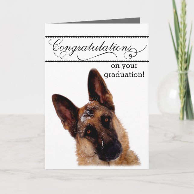 Humorous Graduation Card with German Shepherd (Front)