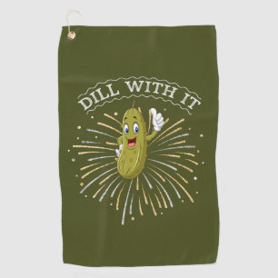 Humorous Green Dill Pickle Golf Towel