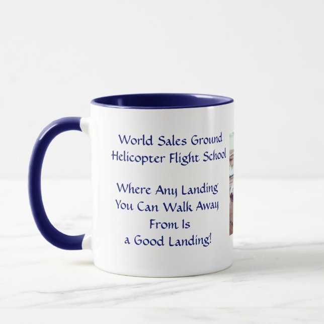 HUMOROUS HELICOPTER FLIGHT SCHOOL MUG (Left)