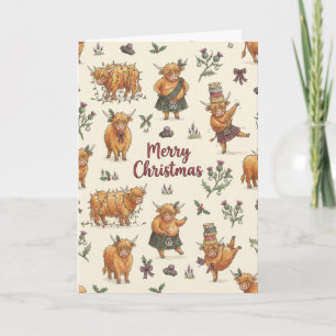 Humorous Highland Cow Christmas Card
