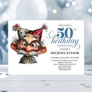 Humorous Man Turning 50 Birthday Celebration Invitation