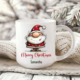Humorous Minimalist Santa Cartoon Coffee Mug