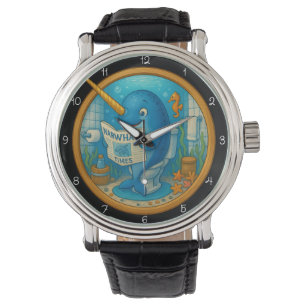 Humorous Narwhal Bathroom Clock Watch