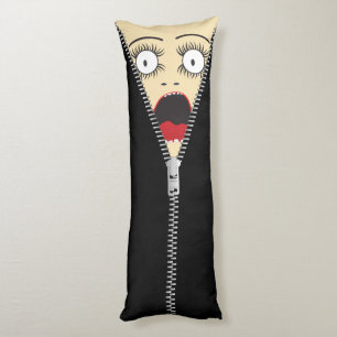 Humorous printed fake zipper body cushion