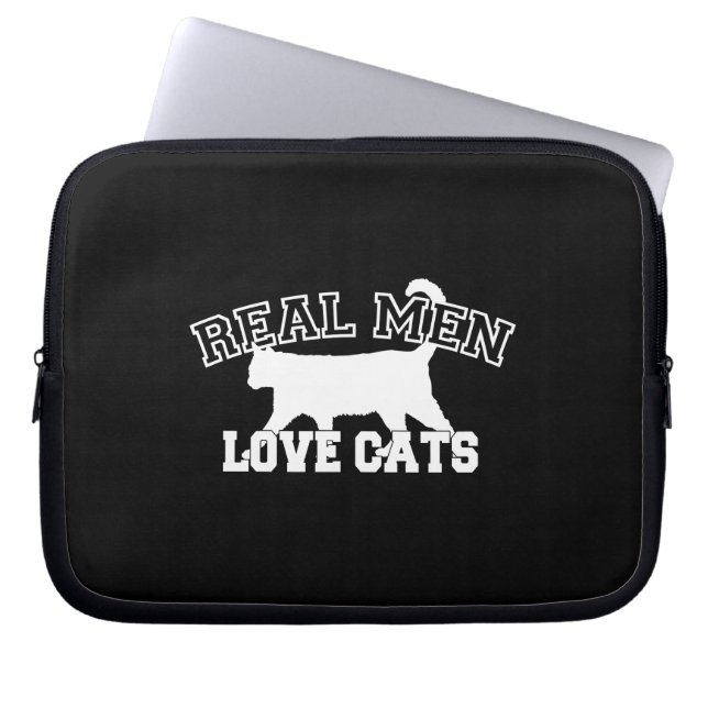 Humorous Real Men Love Cats Laptop Sleeve (Front)