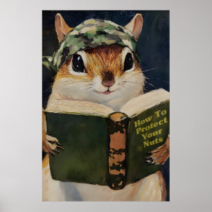 Humorous Squirrel Bathroom Poster Protect Your