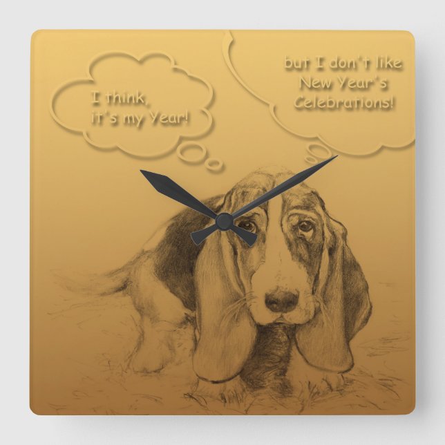 Humorous Vietnamese Chinese Dog Year Square W C Square Wall Clock (Front)