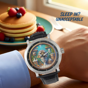 Humorous Whimsical Pufferfish Bathroom Clock Watch