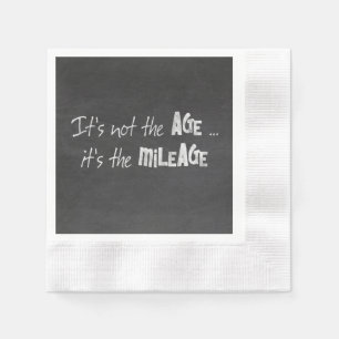 Humour about old age on chalkboard napkin