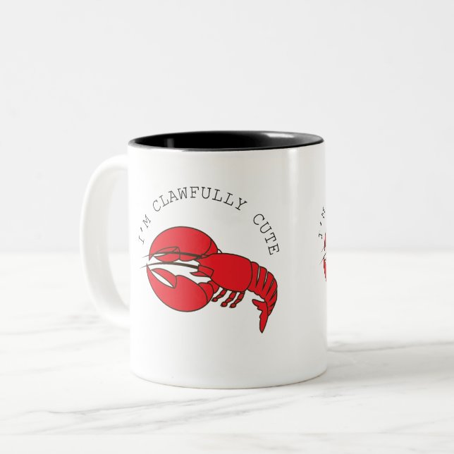 Humour and Quirky Lobster Two-Tone Coffee Mug (Front Left)