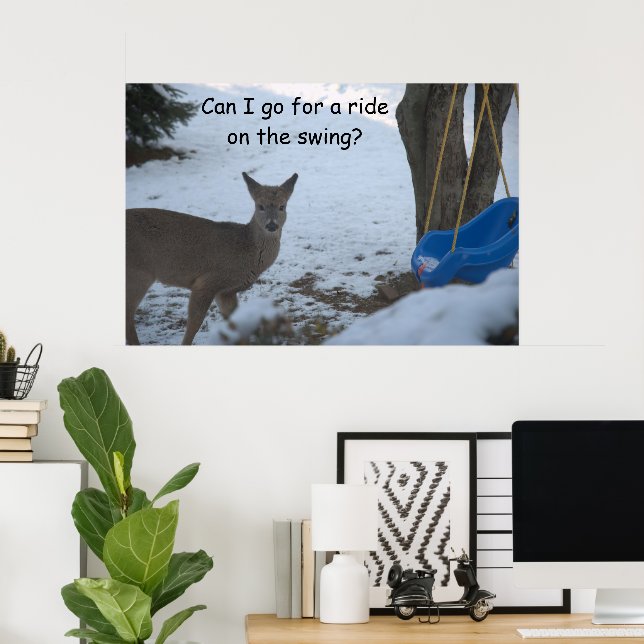 Humour Baby Buck Snow Blue Baby Swing Poster (Home Office)
