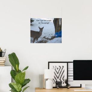 Humour Baby Buck Snow Blue Baby Swing Poster