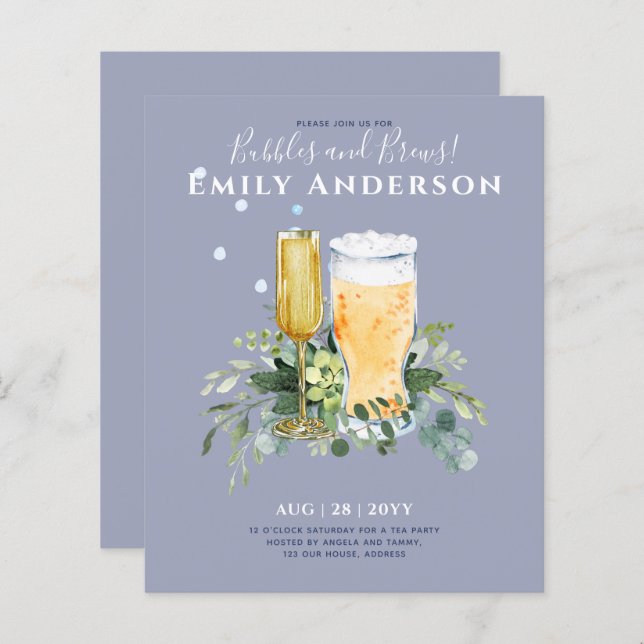 Humour Bubbles n Brews Beer Champers Bridal Shower (Front/Back)