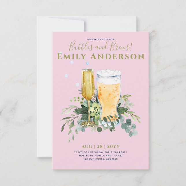 Humour Bubbles n Brews Beer Champers Bridal Shower (Front)