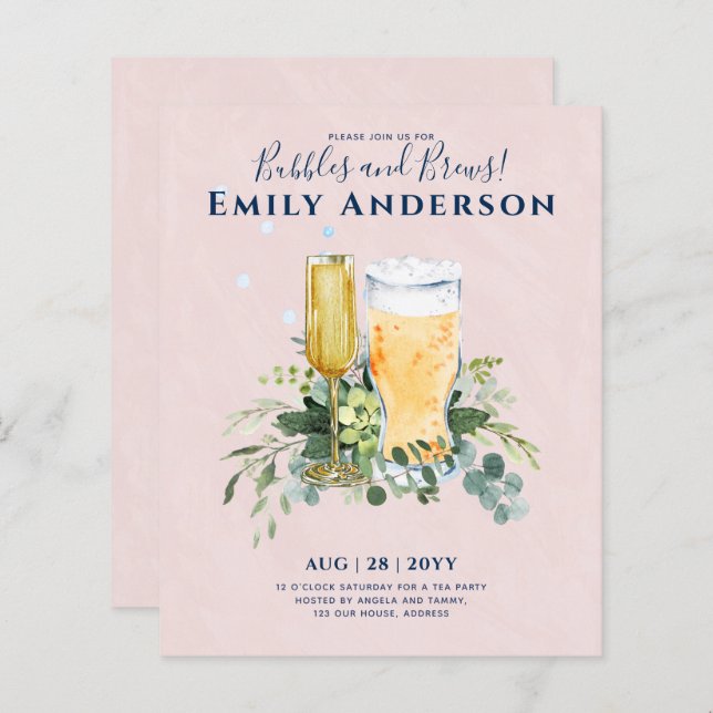 Humour Bubbles n Brews Beer Champers Bridal Shower (Front/Back)