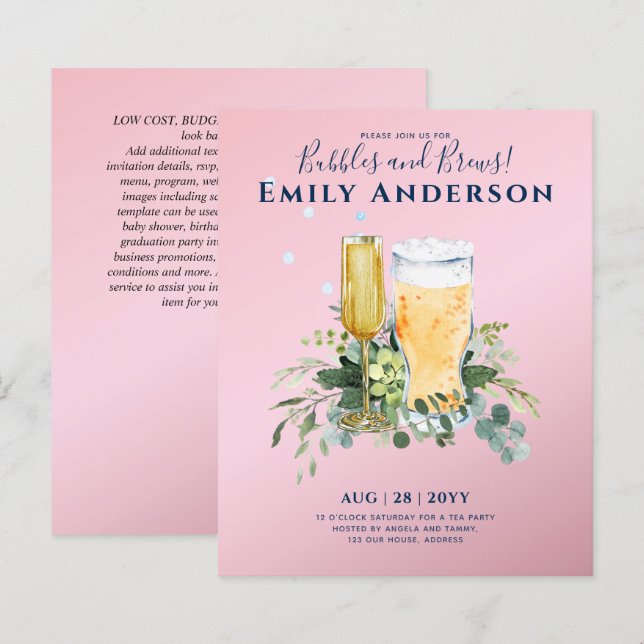 Humour Bubbles n Brews Beer Champers Bridal Shower (Front/Back)