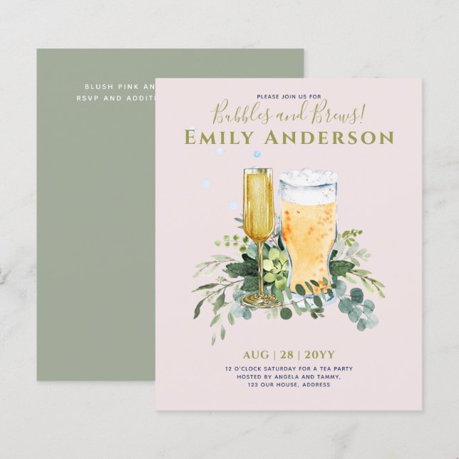 Humour Bubbles n Brews Beer Champers Bridal Shower (Front/Back)