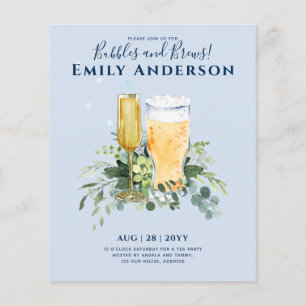 Humour Bubbles n Brews Beer Champers Bridal Shower Flyer
