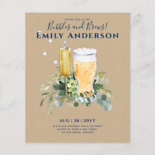 Humour Bubbles n Brews Beer Champers Bridal Shower Flyer